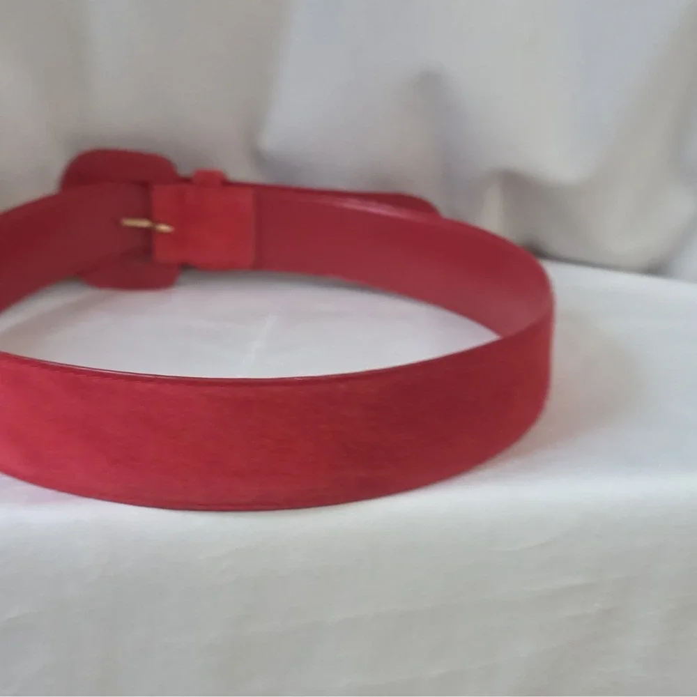 80's Vintage Womens Red Leather Belt Size M Wide